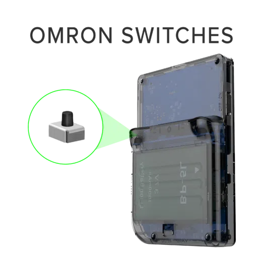 RG300 OpenDingux Retro Gaming Portable Handheld - Transparent Showcasing OMRON Switches