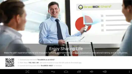 DroidBOX Share Server homescreen