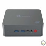 Beelink U55 Windows 10 Mini PC - Front View showing Power Button, Headphone Jack, USB Type-C Port and two USB 3.0 Ports