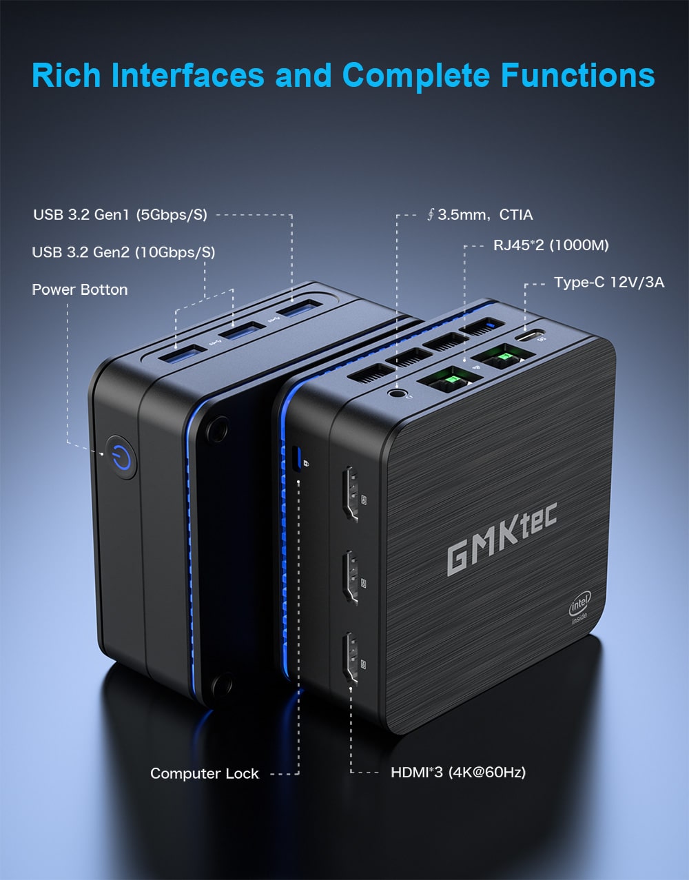 GMKTEC NucBox7 Intel Mini NUC PC with Dual Monitor Support