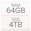 64GB LPDDR5 / 4TB PCIE 4.0 2280
