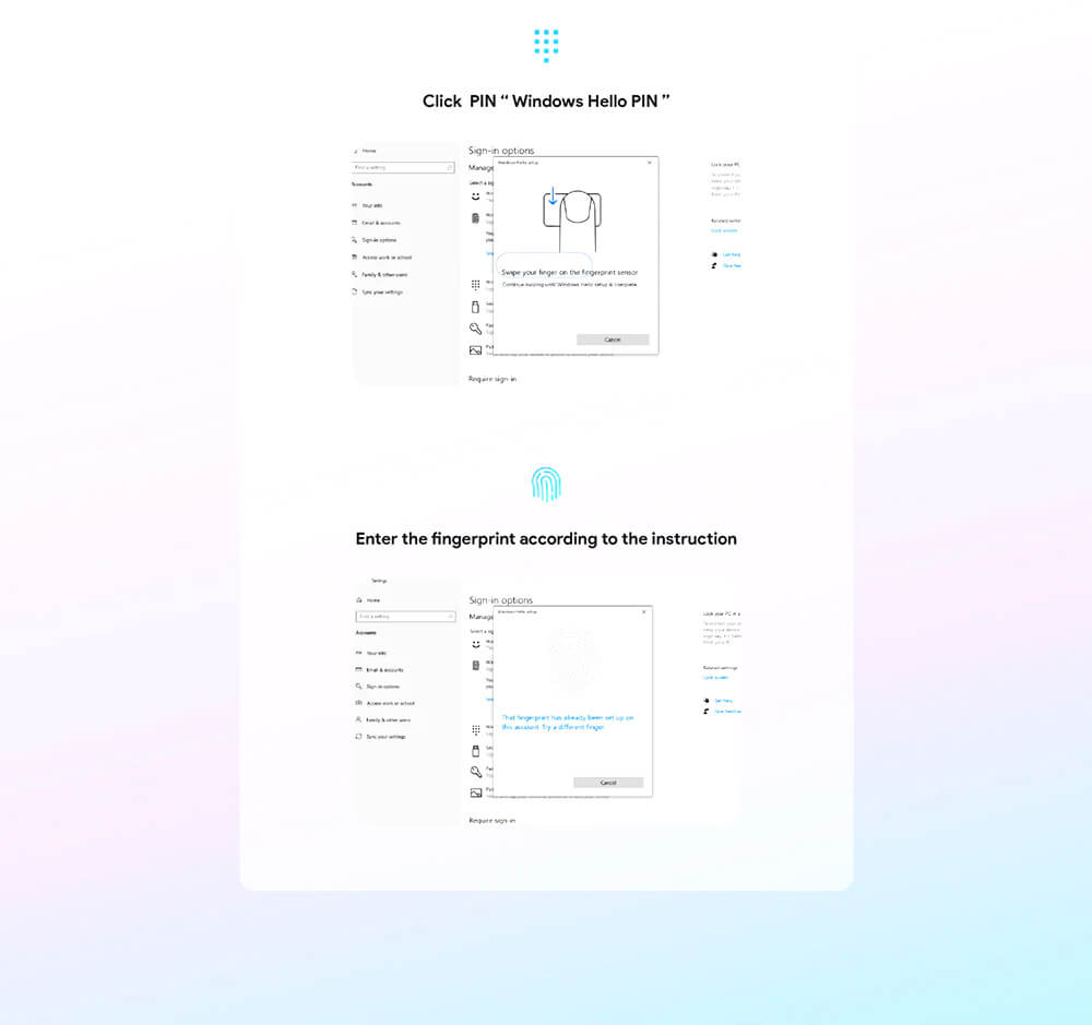 Instructions pour la configuration du scanner d'empreintes digitales AYANEO Hola