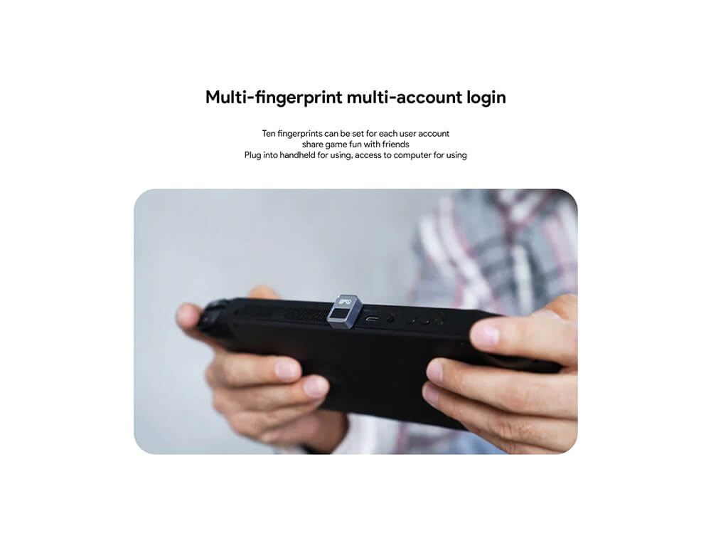 Image showing how the AYANEO Hola Fingerprint Scanner supports multi-fingerprints
