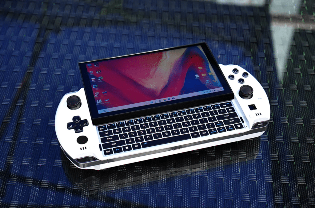 GPD Win 4 (2024) handheld gaming console in pearl white, showcasing a stylish and sleek design for portable gaming.