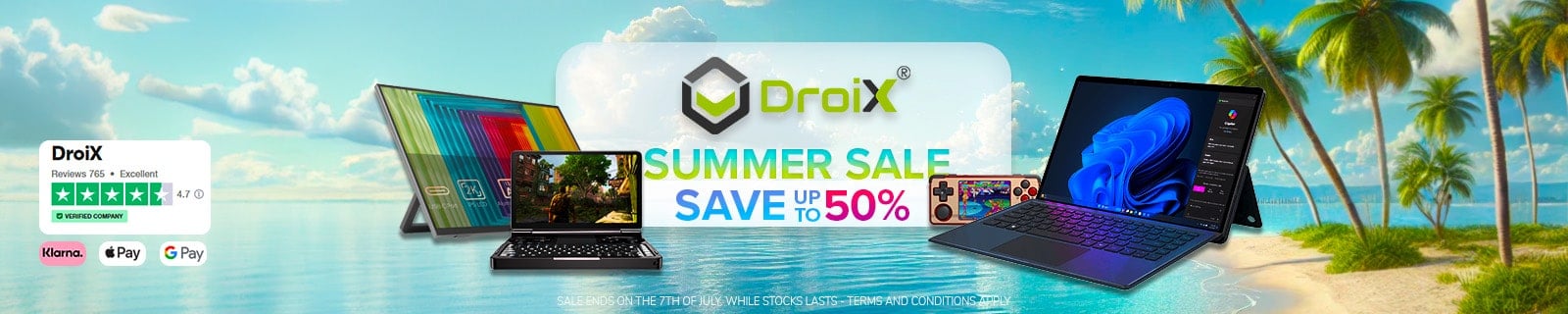 Banner for DroiX Summer Sale: Up to 50% Off"