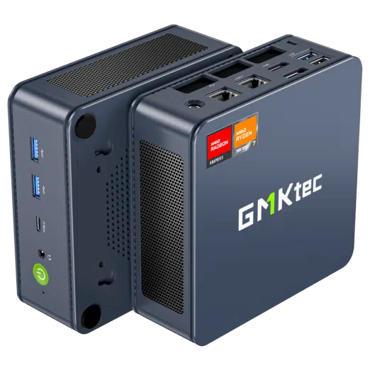 The image depicts the GMKTEC NUBOX K6 Mini PC a compact and powerful computing device It features a sleek matte black design with a minimalist aesthetic Equipped with advanced hardware components this mini PC is capable of handling demanding computing tasks with ease The GMKTEC logo is subtly placed on the top surface Overall the design emphasizes portability performance and modernity