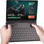GPDWINMAX22024LISTINGNEWDONE01644 DROIX Global The GPD Win Max 2 2024 is shown running The Witcher game on its display The device features impressive specifications including up to 64GB of RAM up to 4TB SSD NVMe storage and a Ryzen 7 8840U CPU highlighting its capability to handle demanding games with ease