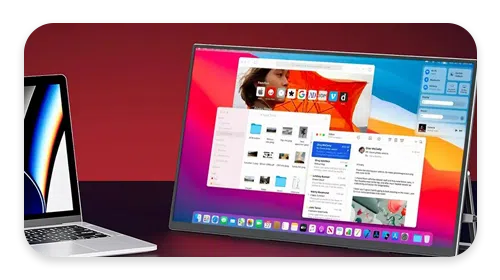 Portable monitor from DroiX connecting to a laptop