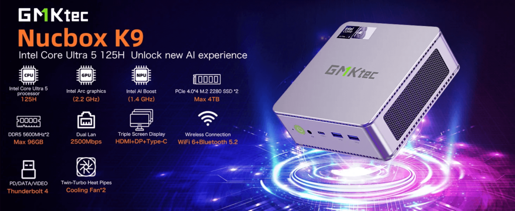 GMKtec NucBox K9, a powerful and compact mini PC designed for versatile computing and multimedia tasks.