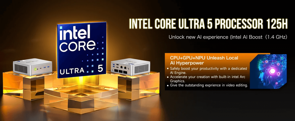 GMKtec NucBox K9 mini PC powered by an Intel Core Ultra processor, delivering exceptional performance and efficiency for a wide range of computing tasks