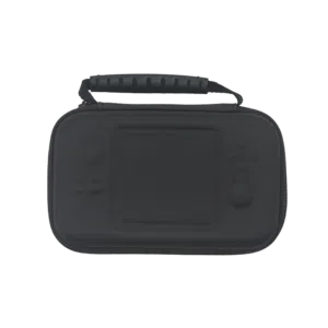 Anbernic Cube case in black, featuring a compact and sleek design with a durable, textured exterior for enhanced grip. The case includes custom-fitted foam inserts to securely hold the Anbernic gaming console and accessories, ensuring protection during travel.