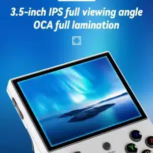 Anbernic RG35XX Plus: display IPS da 3,5 pollici con laminazione completa OCA, risoluzione 640x480 e colori vivaci per esperienze di gioco coinvolgenti.