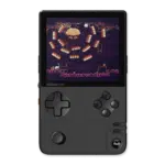 AYANEOPOCKETDMGARTICBLACKDONE01 DROIX Global Front view of the AYANEO Pocket DMG in Arctic Black showcasing its retro inspired design with a 392 inch OLED display D pad analog joystick and buttons