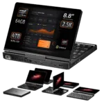 GPDPOCKET4INFOGRAPHICSDONE37064401 DROIX Global Front view of the GPD Pocket 4 highlighting its 88 inch 25K touchscreen display powered by AMD Ryzen AI 9 HX with 64GB RAM and 4TB NVMe SSD Displays modular design with multiple configurations combining portability and high performance for professional tasks