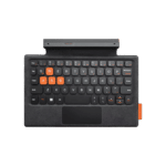 A detachable keyboard for the ONEXPLAYER device. It has a compact layout with black keys and orange highlights on certain keys like WASD. The keyboard includes a small touchpad and connects to the device via a connector at the top.