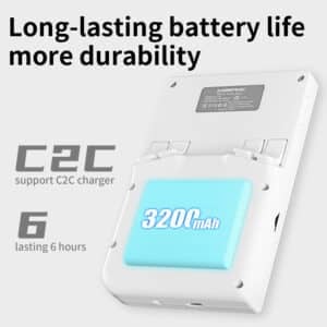 Anbernic RG 40XXV : Batterie Li-polymère longue durée de 3200mAh offrant jusqu'à 8 heures de jeu. Chargement 5V/1,5A pour une recharge rapide et pratique, compatible avec les chargeurs C2C.