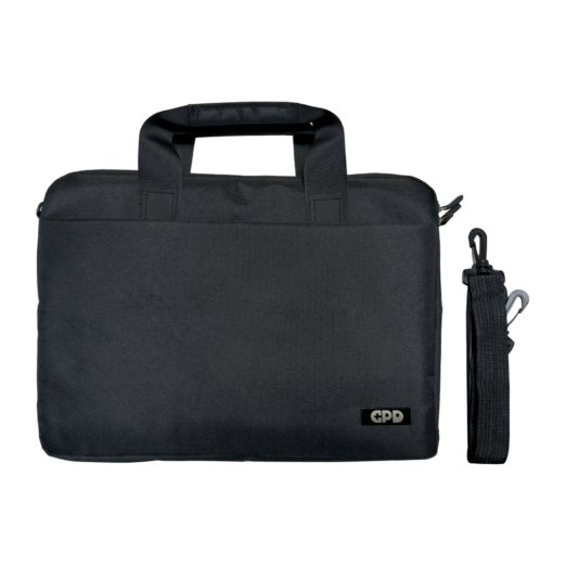 A black protective case with handles designed for the GPD Duo featuring a sleek design and a detachable shoulder strap The GPD logo is visible in the lower corner