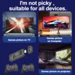 A promotional image of the X9 high definition TV game console featuring two black controllers and an open view of the X9 stick The No delay or lag text highlights the devices smooth performance for uninterrupted gaming