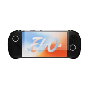 AYANEO Pocket EVO handheld device with a screen protector applied, showcasing a crystal-clear protective layer that guards the display against scratches and smudges while maintaining vibrant screen clarity and touch responsiveness