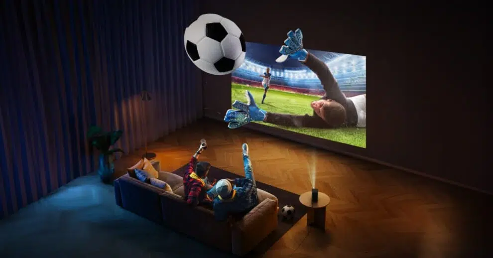 Mini Projector creating a lifelike cinematic experience.