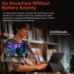 An image highlighting the 22000mAh battery claiming up to 122 hours of video playback and 82 hours of online streaming