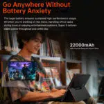 An image highlighting the 22000mAh battery claiming up to 122 hours of video playback and 82 hours of online streaming