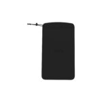 A minimalist matte black protective pouch designed for a handheld gaming device The pouch features a clean rectangular silhouette with rounded corners and a subtle embossed AYN logo centered on the front It includes a black drawstring closure at the top with a small plastic toggle for securing the contents