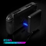 Close up of the back of the device showing a removable 85Wh high capacity battery being inserted