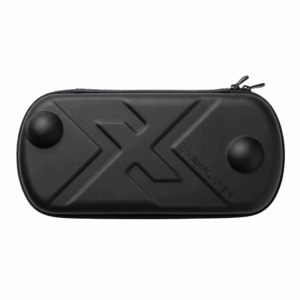 A sleek black, hard-shell ONEXPLAYER APEX Case featuring an embossed X logo, brand name, and protective joystick protrusions on a solid black background.