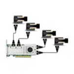 Technical diagram showing the GPD G2 connected to multiple NVIDIA Tesla data centre GPUs via MCIO 8i high-bandwidth cables.
