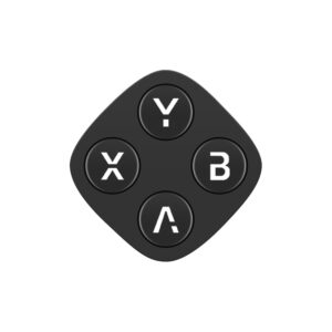 A single matte black, rounded diamond-shaped gaming controller module showing four circular black action buttons with white lettering for the Y, X, B, and A buttons.