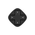A single matte black, rounded diamond-shaped gaming controller module highlighting a central black D-pad with white accent lines on each directional wing.