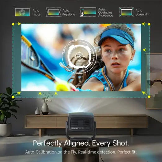 RockTek PJ500 Ultra Smart Projector – 1080p, 600 ANSI & Wi‑Fi 6