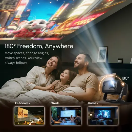 RockTek PJ500 Ultra Smart Projector – 1080p, 600 ANSI & Wi‑Fi 6