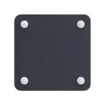 RockTek G2 Next Google TV box underside in matte dark gray, rounded square with four white rubber feet