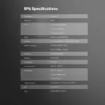 Retroid Pocket 6 RP6 specifications chart, front view with white text on dark grey gradient and striped grey rows