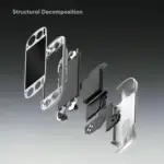 Retroid Pocket 6 angled exploded view with smooth silver shell, black panels and controls floating on grey background