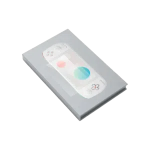 A light gray box for the AYANEO Pocket S screen protector, featuring a stylized, translucent graphic of the white handheld co
