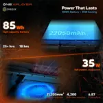 Black OneXPlayer 3 handheld gaming PC with 85Wh battery, 35W cooling and vapour chamber figures