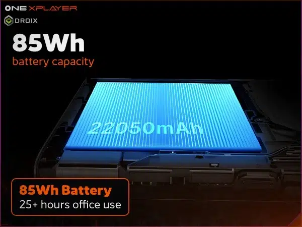 ONEXPLAYER 3 11 Black OneXPlayer 3 handheld gaming PC with 85Wh battery graphic and 25+ hours office use figure
